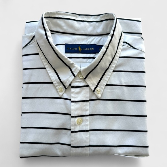 Ralph Lauren White and Black Striped Polo Shirt - Picture 7 of 12